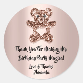 Birthday Favor Roos Heart Spark Glitter Beer Ronde Sticker
