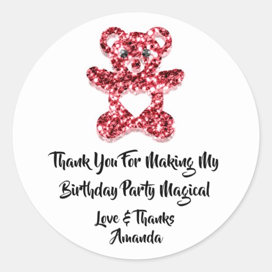 Birthday FavorRed Glitter Heart Baby Sweet Beer Ronde Sticker (Voorkant)