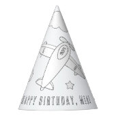 Birthday-feest in het vliegtuig - kleur uw eigen P Feesthoedjes (Voorkant)