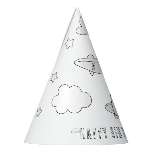 Birthday-feest in het vliegtuig - kleur uw eigen P Feesthoedjes (Links)