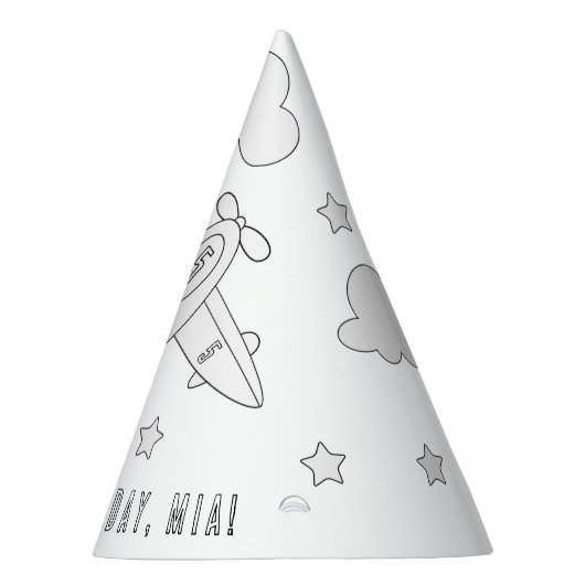 Birthday-feest in het vliegtuig - kleur uw eigen P Feesthoedjes (Rechts)