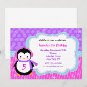 Birthday-feest in Penguin Winter Kaart (Voorkant / Achterkant)