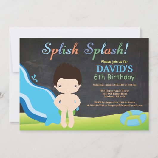 Birthday-feest in waterslippoel kaart (Voorkant)