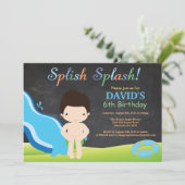 Birthday-feest in waterslippoel kaart (Staand voorkant)