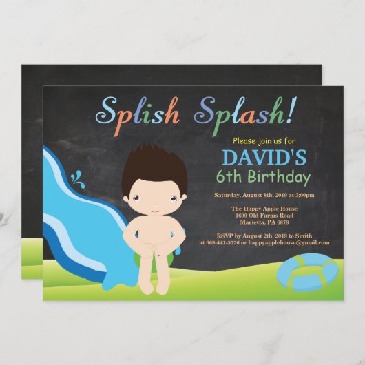 Birthday-feest in waterslippoel kaart (Voorkant / Achterkant)