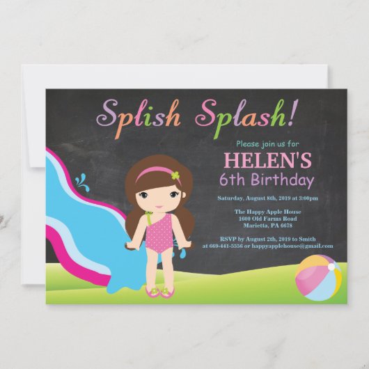 Birthday-feest in waterslippoel kaart (Voorkant)