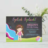 Birthday-feest in waterslippoel kaart (Staand voorkant)