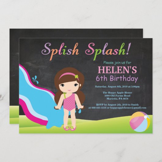 Birthday-feest in waterslippoel kaart (Voorkant / Achterkant)