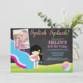 Birthday-feest in waterslippoel kaart (Staand voorkant)