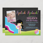 Birthday-feest in waterslippoel kaart (Voorkant / Achterkant)