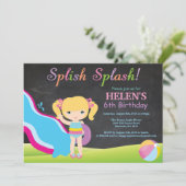 Birthday-feest in waterslippoel kaart (Staand voorkant)