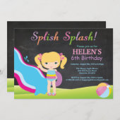 Birthday-feest in waterslippoel kaart (Voorkant / Achterkant)