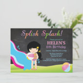 Birthday-feest in waterslippoel kaart (Staand voorkant)