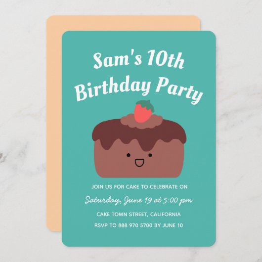 Birthday-feest met bruine chocolade kaart (Voorkant / Achterkant)