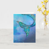 Birthday - feest op de Sparkly Ocean Mermaid Kaart (Gele Bloem)