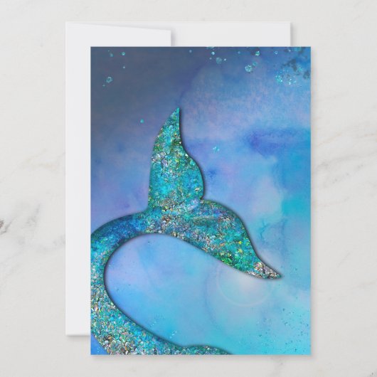 Birthday - feest op de Sparkly Ocean Mermaid Kaart (Achterkant)