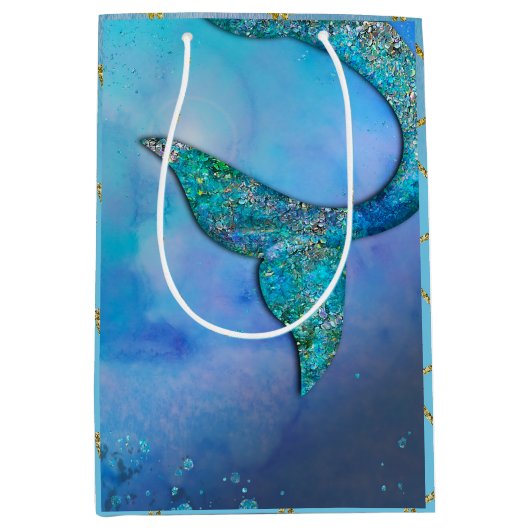 Birthday - feest op de Sparkly Ocean Mermaid Medium Cadeauzakje (Voorkant)