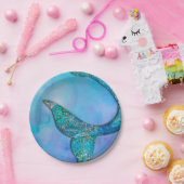 Birthday - feest op de Sparkly Ocean Mermaid Papieren Bordje (Feest)