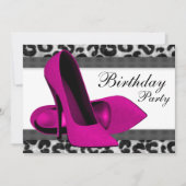Birthday-feest op hoge hoogte en warm roze luipaar kaart (Voorkant)