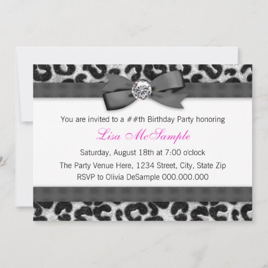 Birthday-feest op hoge hoogte en warm roze luipaar kaart (Achterkant)