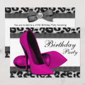 Birthday-feest op hoge hoogte en warm roze luipaar kaart (Voorkant / Achterkant)