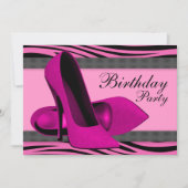Birthday-feest op hoge hoogte en warm roze Zebra Kaart (Voorkant)