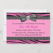 Birthday-feest op hoge hoogte en warm roze Zebra Kaart (Achterkant)