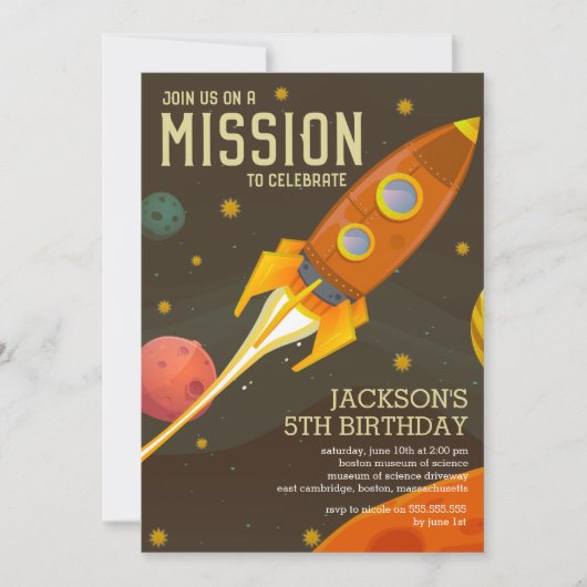 Birthday-feest van de ruimtevaartmissie kaart (Voorkant)