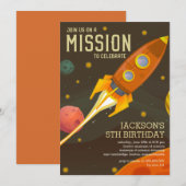 Birthday-feest van de ruimtevaartmissie kaart (Voorkant / Achterkant)