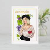 Birthday, feest van de witte wijn folie uitnodiging (Staand Voorkant)