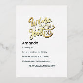 Birthday, feest van de witte wijn folie uitnodiging (Achterkant)