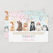 Birthday-feest van Schattige katten Bedankkaart (Voorkant / Achterkant)