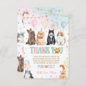 Birthday-feest van Schattige katten Bedankkaart (Voorkant / Achterkant)