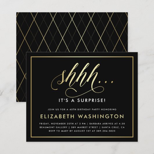 Birthday-feest voor Gold & Black Surprise (Voorkant / Achterkant)