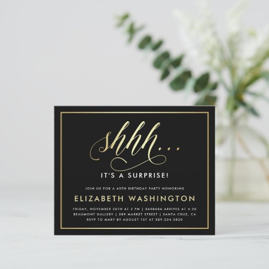 Birthday-feest voor Gold & Black Surprise (Staand voorkant)