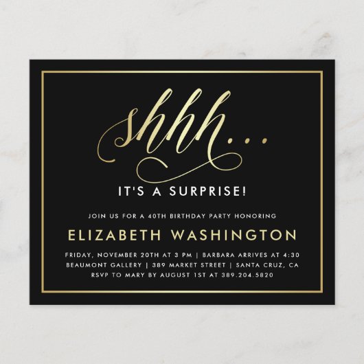 Birthday-feest voor Gold & Black Surprise (Voorkant)