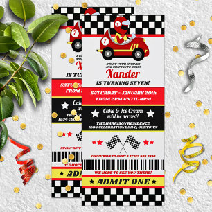 Birthday-feest voor Race Car Ticket Kaart