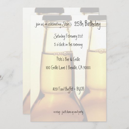 Birthday feestdag voor bier kaart (Voorkant / Achterkant)