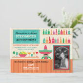 Birthday Fiesta Mexican Party Bar Photo Invite Kaart (Staand voorkant)
