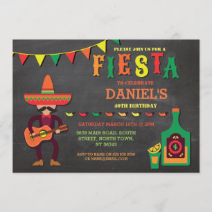 Birthday Fiesta Mexico Mexicaans Man Party Invite Kaart