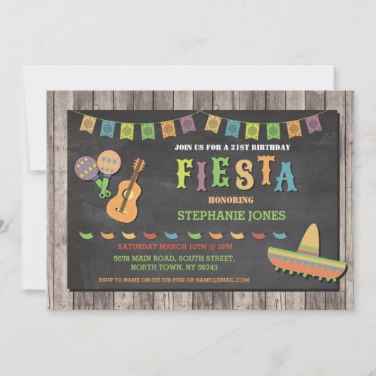 Birthday Fiesta Mexico Mexicaans Pet Party Invite Kaart (Voorkant)
