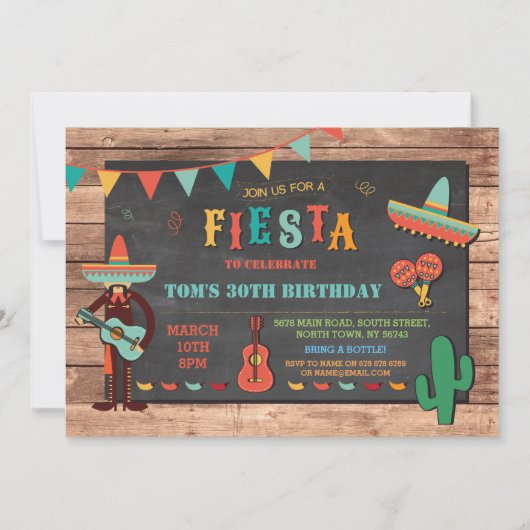 Birthday Fiesta Mexico Mexicaans Pet Party Invite Kaart (Voorkant)