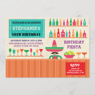 Birthday Fiesta Mexico Mexican Party Bar Invite Kaart