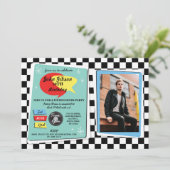 Birthday Fifties Retro Rock N Roll Invite 1950 Kaart (Staand voorkant)