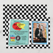 Birthday Fifties Retro Rock N Roll Invite 1950 Kaart (Voorkant / Achterkant)