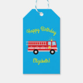 Birthday Fire Truck Party Cadeaulabel (Voorkant)