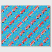 Birthday Fire Truck Party Cadeaupapier (Vlak)