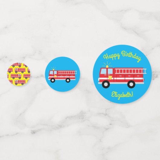 Birthday Fire Truck Party Confetti (Voorkanten)