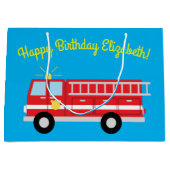 Birthday Fire Truck Party Groot Cadeauzakje (Voorkant)