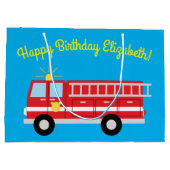 Birthday Fire Truck Party Groot Cadeauzakje (Achterkant)